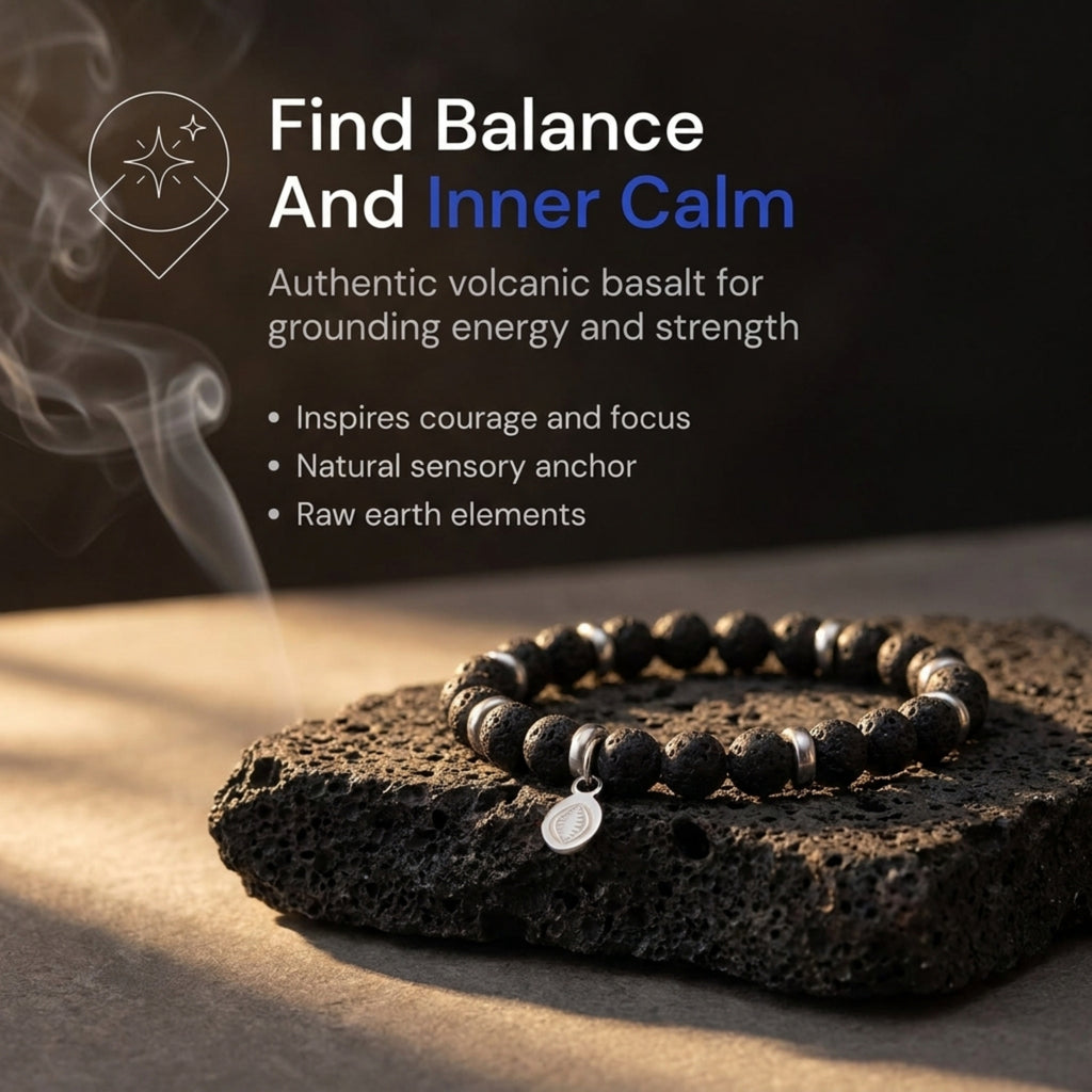 Men's Rio Lava Black with Skull Bead Bracelet, Large in Stainless Steel, view 7