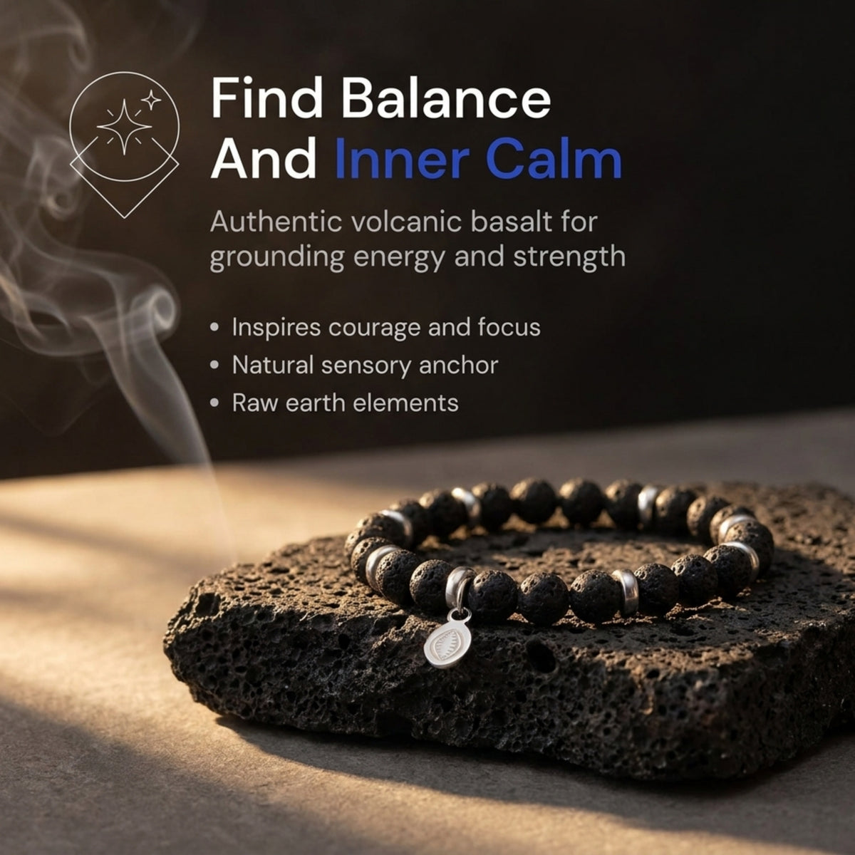 Men's Rio Lava Black with Skull Bead Bracelet, Large in Stainless Steel, view 7