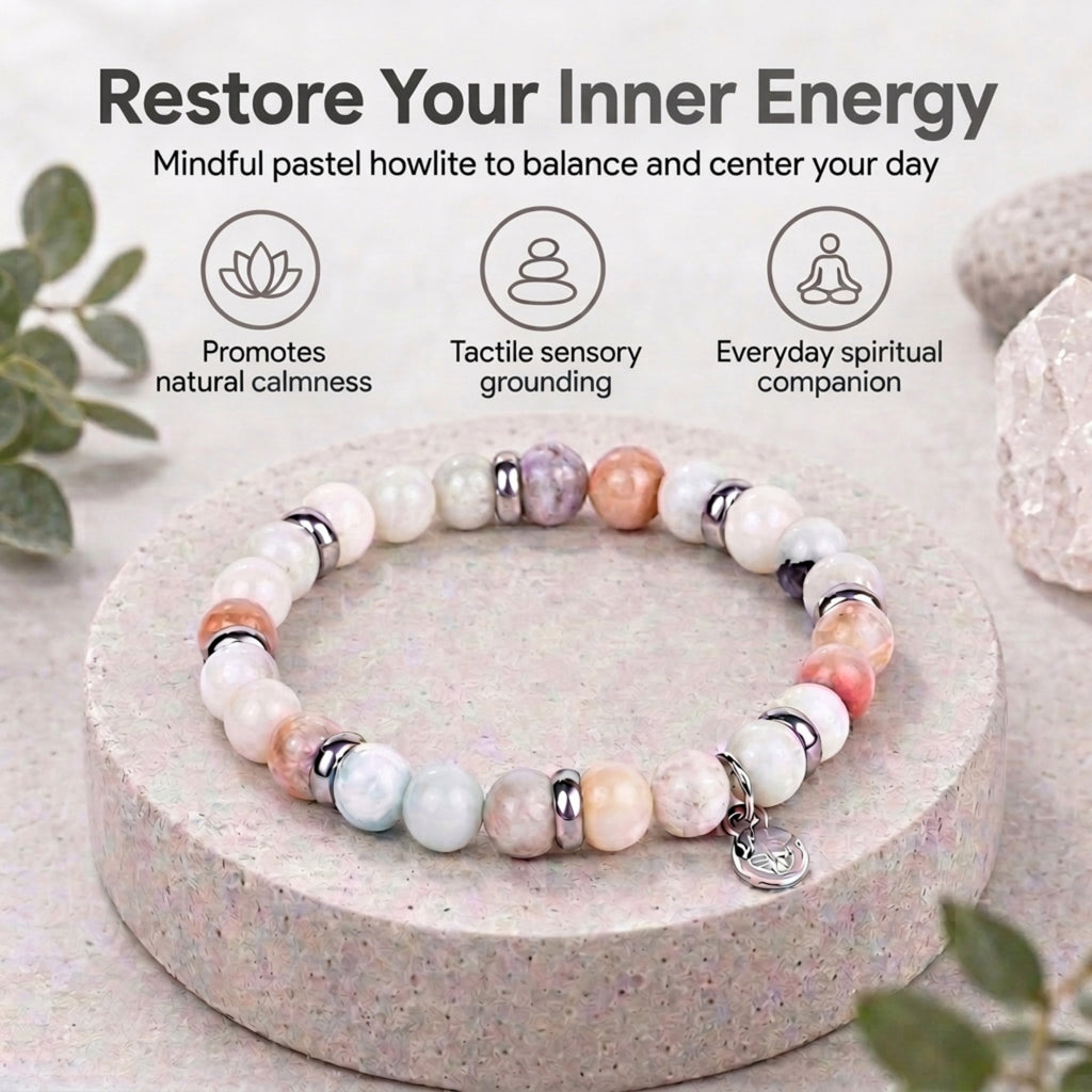 Men's Rio Amazonite Pastel Bead Bracelet, Large in Stainless Steel, view 2