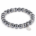 Rio Grey Hematite Bead Bracelet, Large in Stainless Steel