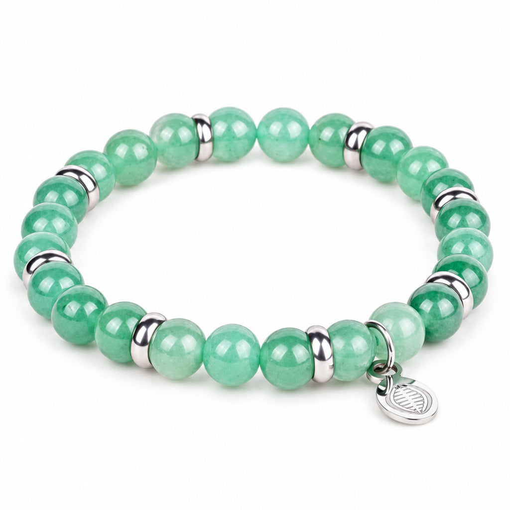 Rio Green Quartzite Bead Bracelet, Large in Stainless Steel