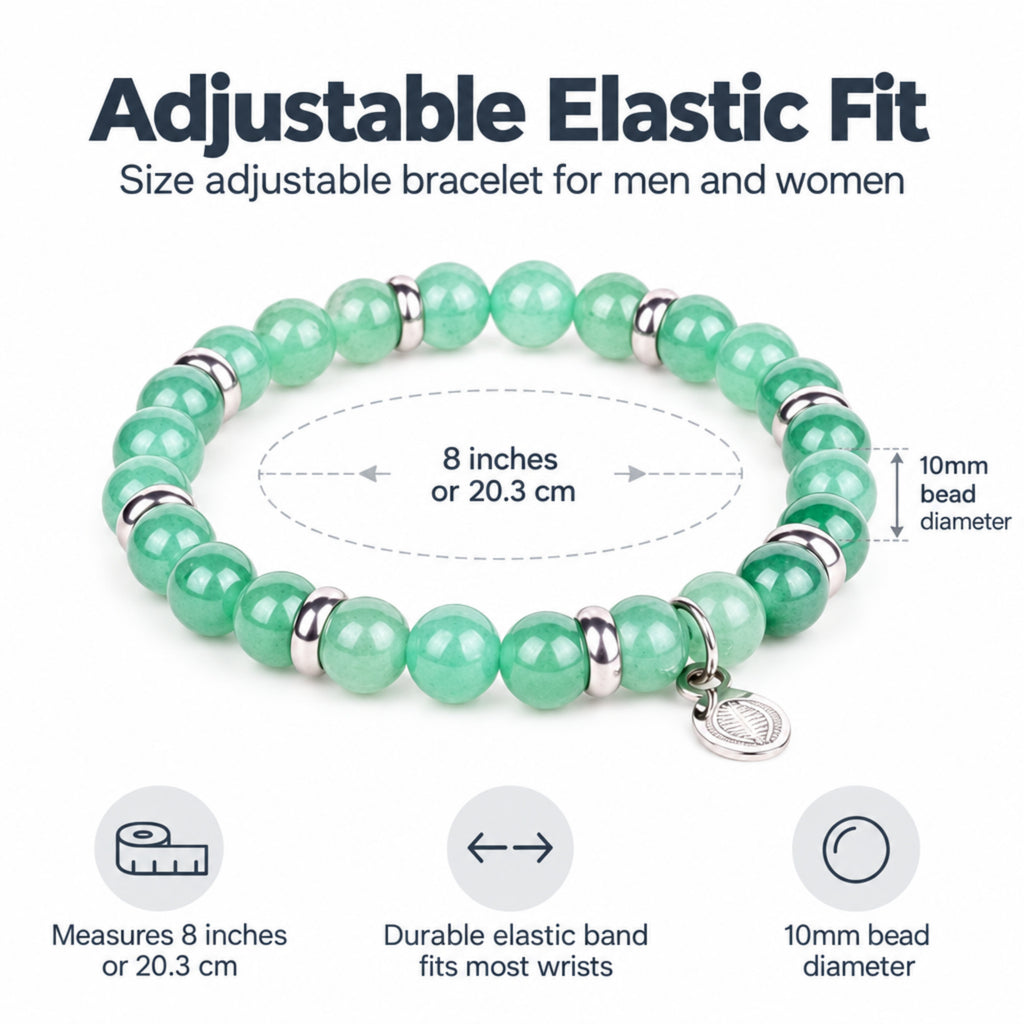 Rio Green Quartzite Bead Bracelet, Large in Stainless Steel, view 3