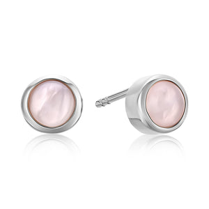 Mystigrey Serenity 925 Sterling Silver Plated Rhodium and 18K Gold Plated Earrings for Women Available in Green Aventurine, Pink Quartz, and White Moonstone