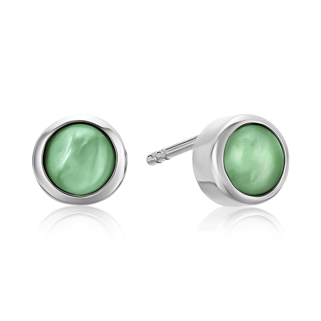 Mystigrey Serenity 925 Sterling Silver Plated Rhodium and 18K Gold Plated Earrings for Women Available in Green Aventurine, Pink Quartz, and White Moonstone