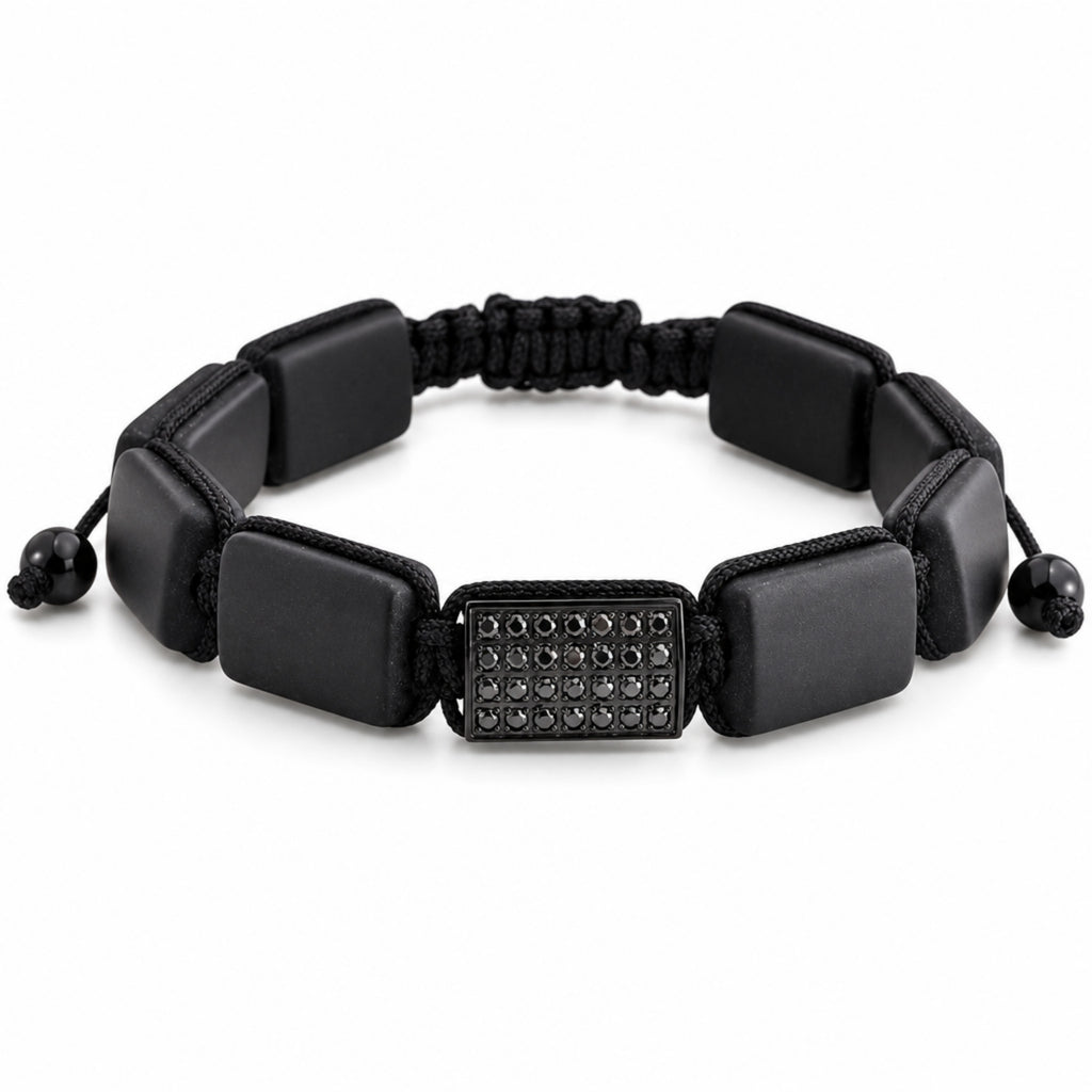 Men's Rio Flat Bead Gemstone Bracelet in Stainless Steel