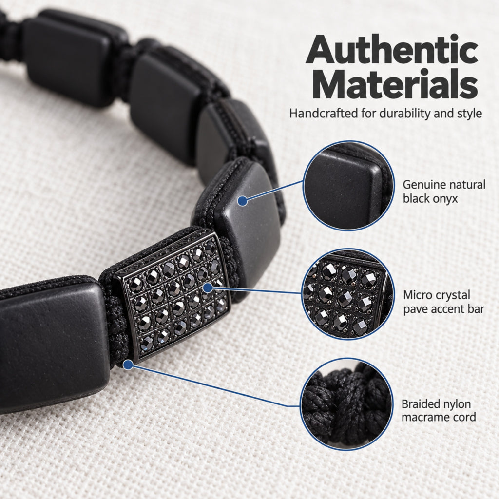Men's Rio Flat Bead Gemstone Bracelet in Stainless Steel, view 4