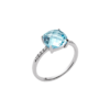 Mystigrey Alizee Gemma .925 Sterling Silver Plated Rhodium Light Blue Ring with Cubic Zirconia