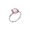 Mystigrey Alizee Lilly .925 Sterling Silver Plated Rhodium Pink Ring with Cubic Zirconia