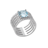 Mystigrey Alizee Gemma .925 Sterling Silver Plated Rhodium Light Blue Triple Ring with Cubic Zirconia