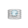 Alizee Gemma Light Blue Triple Ring in 925 Sterling Silver Plated Rhodium, view 2