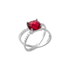 Alizee Georgia Red Double Ring in 925 Sterling Silver Plated Rhodium
