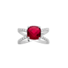 Alizee Georgia Red Double Ring in 925 Sterling Silver Plated Rhodium, view 2