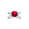 Mystigrey Alizee Georgia .925 Sterling Silver Plated Rhodium Red Double Ring with Cubic Zirconia