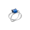 Alizee Marina Blue Double Ring in 925 Sterling Silver Plated Rhodium
