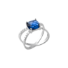 Load image into Gallery viewer, Mystigrey Alizee Marina .925 Sterling Silver Plated Rhodium Blue Double Ring with Cubic Zirconia
