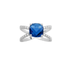 Alizee Marina Blue Double Ring in 925 Sterling Silver Plated Rhodium, view 2