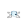 Alizee Gemma Light Blue Double Ring in 925 Sterling Silver Plated Rhodium, view 2