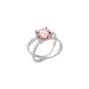 Alizee Lilly Pink Double Ring in 925 Sterling Silver Plated Rhodium