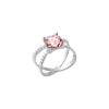 Load image into Gallery viewer, Mystigrey Alizee Lilly .925 Sterling Silver Plated Rhodium Pink Double Ring with Cubic Zirconia
