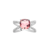Load image into Gallery viewer, Mystigrey Alizee Lilly .925 Sterling Silver Plated Rhodium Pink Double Ring with Cubic Zirconia
