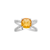 Mystigrey Alizee Maya .925 Sterling Silver Plated Rhodium Yellow Double Ring with Cubic Zirconia