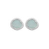 Mystigrey Claudia .925 Sterling Silver Plated Rhodium and 18K Gold Plated Stud Earrings with Cubic Zirconia Blue Agate
