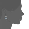 Mystigrey Paulina .925 Sterling Silver Plated Rhodium Stud Earrings Cubic Zirconia Light Blue Dangle Almond Crystal