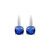 Mystigrey Alizee Marina .925 Sterling Silver Plated Rhodium Leverback Dangle Earrings for Women with Cubic Zirconia and Blue