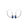 Load image into Gallery viewer, Mystigrey Alizee Marina .925 Sterling Silver Plated Rhodium Leverback Dangle Earrings for Women with Cubic Zirconia and Blue
