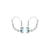 Load image into Gallery viewer, Mystigrey Alizee Gemma .925 Sterling Silver Plated Rhodium Light Blue Leverback Dangle Earrings for Women with Cubic Zirconia
