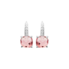 Alizee Lilly Pink Dangle Earrings in 925 Sterling Silver Plated Rhodium