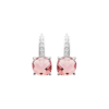 Load image into Gallery viewer, Mystigrey Alizee Lilly .925 Sterling Silver Plated Rhodium Leverback Dangle Earrings for Women with Cubic Zirconia and Pink

