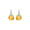 Load image into Gallery viewer, Mystigrey Alizee Maya .925 Sterling Silver Plated Rhodium Leverback Dangle Earrings for Women with Cubic Zirconia and Yellow
