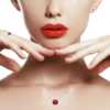 Alizee Georgia Red Stud Earrings in 925 Sterling Silver Plated Rhodium, view 2