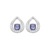 Mystigrey Sofia .925 Sterling Silver Plated Rhodium Stud Earrings Cubic Zirconia Purple