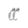 Load image into Gallery viewer, Mystigrey Jackie .925 Sterling Silver Plated Rhodium Double Bar Earrings for Women with Cubic Zirconia
