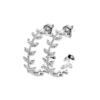 Load image into Gallery viewer, Mystigrey Eden .925 Sterling Silver Plated Rhodium and 18k Gold Plated Hoop Earrings for Women with Cubic Zirconia
