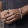 Men's Wissant Ruthenium Ring in Stainless Steel, view 3