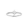 White Flower Ring in 925 Sterling Silver Plated Rhodium, view 2