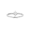 White Flower .925 Sterling Silver Plated Rhodium Ring Cubic Zirconia
