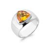Mona .925 Sterling Silver Plated Rhodium Ring Turquoise and Yellow Cubic Zirconia