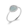 Claudia .925 Sterling Silver Plated Rhodium and18K Gold Plated  Ring Cubic Zirconia Blue Agate