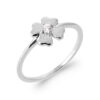 Clover .925 Sterling Silver Plated Rhodium and18K Gold Plated Ring Cubic Zirconia