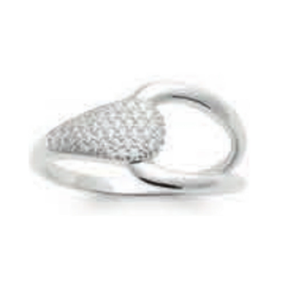 Ines Pavé Loop Ring, 925 Sterling Silver Plated Rhodium