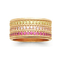 Capri Pavé Band Ring Pink, 18K Gold Plated