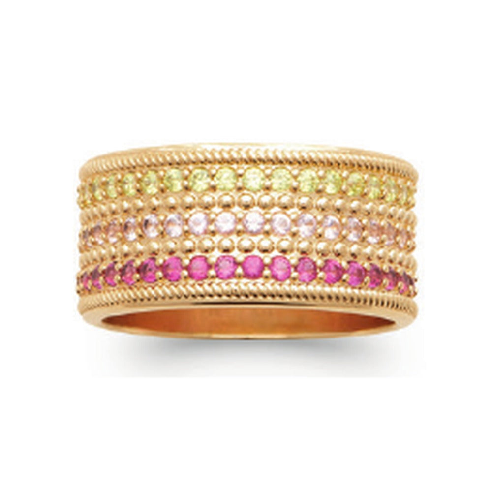 Capri Pavé Band Ring Pink, 18K Gold Plated