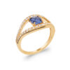 Load image into Gallery viewer, Sofia .925 Sterling Silver Plated Rhodium and 18K Gold Plated Ring Purple Cubic Zirconia
