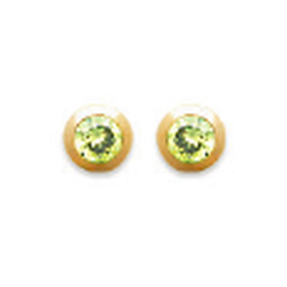 Bea Bezel Stud Earrings Green, 18K Gold Plated