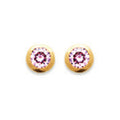 Bea Bezel Stud Earrings Pink, 18K Gold Plated