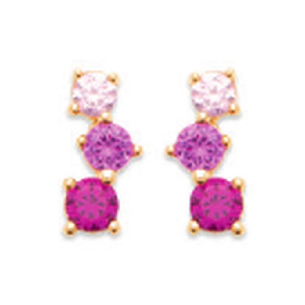 Rosalie Three-Stone Drop Earrings, 18K Gold Plated